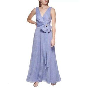 Eliza J Womens Size 12 Periwinkle Bow Detail Sleeveless V-neck Cocktail Dress